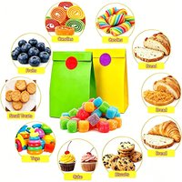 12/24/36 Colorful Paper Bags with Stickers Multiple Color Gift Bags Candy Cookie Food Packaging Christmas Birthday Halloween