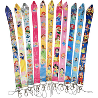 Disney Cartoon Princess Keychain ID Badge Stand Anime Phone Neck Strap with Keychain Phone Accessories
