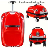20-Inch Cartoon Car Kids' Pull-Along Suitcase with Spinner Wheels, 88.18LB Capacity, ABS PC Shell, Iron Handle, Zipper Closure