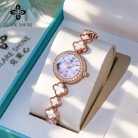 CLARE SHINE 7701 Woman Watch Imported Quartz Movement Watch Steel Bracelet Waterproof Chain Date Elegance Watches For Woman