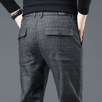 Pantalon décontracté en coton pour hommes, plaid élastique confortable, mode coréenne, printemps automne