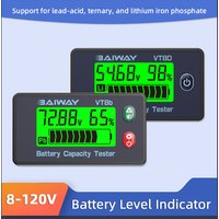 VT8b 8-120V Battery Capacity Indicator Acid Lithium Iron Phosphate Batteries Car Motorcycle Voltmeter Voltage Gauge with Alarm