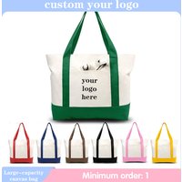 Custom Canvas Shoulder Bag Large Capacity Women's Fashionable Versatile Lightweight Commuting Shopping Hand-held Gift Tote Bag