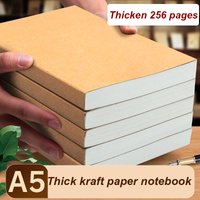 A5 Notebook 256 Pages 128 Sheets Line Blank Grid Inner Pages Eye Protection Kraft Paper Cover Small Notepad Book
