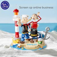 Pantasy Popeye Olivia Building Blocks Cartoon Street Scene Assembly Model Toys Collection Decoration Children's Christmas Gifts
