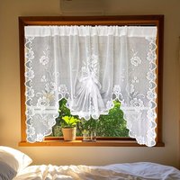 1PC Vintage Floral Embroidery Clear Lace Curtain Panel - Privacy & Light Filtering, Stylish Lace Curtain, Floral Pattern Design