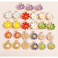 Leslie 10pcs 18*15mm Enamel Colorful Daisy Flowers Charms for Jewelry diy Flower Pendant Necklace Earrings Making Accessories