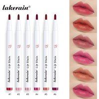 6Colors Lip Stain Pencil Liquid Lip Liner Waterproof Plumping Lip Tint Natural Matte Nude Brown Long Lasting Beauty Makeup Pen