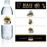 Hajj Mubarak Celebration Decorations Paper Water Bottle Label Muslim EID Mubarak Umrah Decoration Supplies