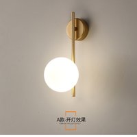 USB Rechargeable Gold LED Glass Wall Lamp with Remote Control Dimming, Modern Bedside Sconce for Bedroom and Corridor Decor