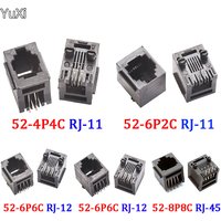 10Pcs RJ11 RJ45 Socket 52-4P4C 6P2C 6P4C 6P6C 8P8C Seat RJ12 phone Jack Female 6Core Crystal Head 180 Degrees Vertical