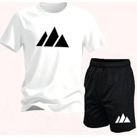 2026Summer Fashion Trendy Casual Sports Two Piece Set Youth Men's Short sleeved T-shirt+Shorts Set6