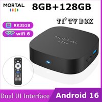 Nowy Smart TV Box T1+ RK3518 z Androidem 16, WiFi 6, BT 5.4, podwójnym interfejsem użytkownika, rozdzielczością 8K Ultra HD, 8 GB RAM, 128 GB ROM, inteligentny odtwarzacz multimedialny (2026)