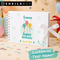 Sheilabox A5 Custom Birthday Memory Book Personalized Name Date Guest Books Bow Tie Design Baby Shower Wedding Anniversary Party