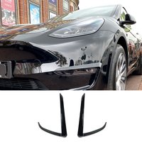 Front Bumper Cover Wind Knife for Tesla Model Y 2017-2024 ABS Glossy Black Fog Lamp Trim Carbon Look Blade Trim Light Eyebrow