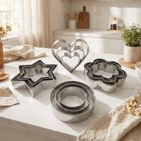 12Pcs / 20Pcs Stainless steel Metal Cookie Cutters Set Heart Star Round Flower Shapes Baking Tools for DIY Pastry Biscuit