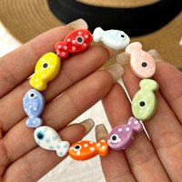 Handmade Colorful Ceramic Fish Beads Bracelet For Women Couple Cartoon Fish Beaded Bangle Bohemian Beach Party Charm Jewelry