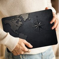 Pack of 2, Pattern Laptop Map Compass Art Decal Case, Universal Netbook Skin Sticker Non-reusable Laptop Skin Sticker Decal