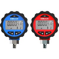 Elitech PG-30 Pro Red Blue Digital Pressure Gauges High/Low Pressure for HVAC 87+ Refrigerants Backlight Plastic 0.001MPa
