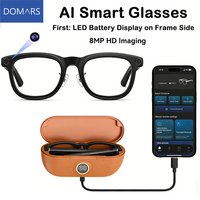 Domars Smart AI Glasses 8MP Camera Real-time AI Translation 1200P Video Recording Music Playback with 3600mAh Charging Case