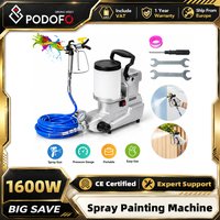 Podofo 1600W 2.5L/min Elektryczny pistolet do malowania bezpowietrznego z wężem 5m, wysokociśnieniowy opryskiwacz do ścian, maszyna do malowania domu DIY do farb lateksowych, mebli, ogrodzeń, powłok