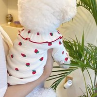 Strawberry Small Dog Clothes Summer Breathable Clothing for Cat Cute Dog Clothing for Small Dog Vest Ruffled Collar Pet Clothes