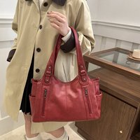 Casual Retro PU Shoulder Bag Locomotive Style Soft Commuting Handbag Waterproof Large Capacity Underarm Tote Bag Work