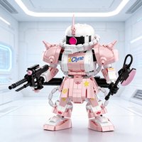 892PCS Pink Zaku Mecha Building Set - Anime Robot Model with Weapons & Armor, Diorama Gift for Adult Collectors