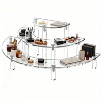 1/2 Pack 3 Tier Half Moon Acrylic Display Riser, Clear Cupcake Dessert Stand Perfume Organizer Shelf for Food Collection Decor