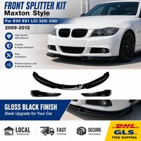 Auto-Frontstoßstangen-Splitterlippe Seitenspoiler für BMW E90 E91 LCI 320i 330i 2009-2012 Maxton-Stil Glänzend Schwarzer Stoßstangendiffusor Spoiler Karosserie-Kit