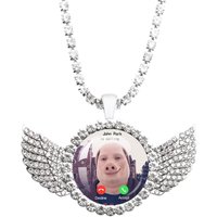 John Pork Is Calling Answer Call Phone Humor Funny Pig Graphic Glass Cabochon Angel Wings Pendant Necklace Jewelry Giftwholesale