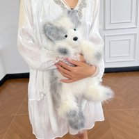 Realistic Border Collie Dog Fluffy Shoulder Bag New Cute 3D Plush Puppy Design Backpack Soft Animal Stuffed Toy Purse for Women