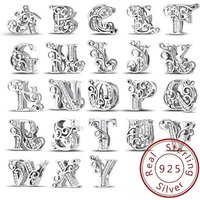 Charmore 925 Sterling Silver English Letter Charms Beads Fit Original DIY Bracelets Making Gift Of High Quality Fine Jewelry