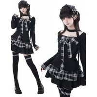 Preppy Style Lolita Suit Women Kawaii Japanese Vintage Tops with Mini Dress Y2K Casual Daily Female