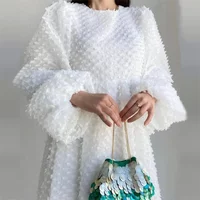 Women White Maxi Dress Party Vestidos Lantern Sleeve Sexy The Middle East Beach Elegant Summer New Long Dresses Prom Dress