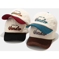 Fashion Autumn Winter Corduroy Baseball Cap For Men Women Vintage WONDER Letter Embroidery Keep Warm Snapback Hat Hip Hop Gorras
