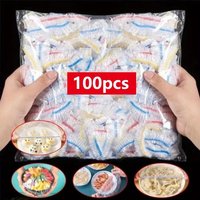 100pcs/pack Elastic Food Covers Disposable Plastic Bowl Lids for Fruit & Vegetable Storage Freshness Seal Wraps Home Supplies