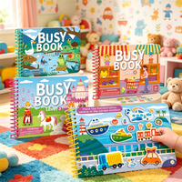 4 Themes Quiet Busy Sticker Book, Cartoon Travel DIY Sticker Books Kids, Educational Montessori Paste Book Toy Gift for Toddlers