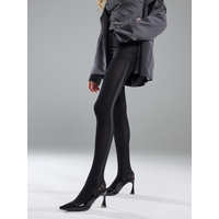 1Pc Sexy Edgy High Elastic Black Opaque Tights With Galaxy Glitter Side Stripe Summer Autumn
