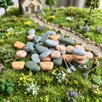 20pcs/30pcs Miniature Garden Stepping Stones, Random Style Realistic Porous Pathway Pebbles for Fairy Gardens