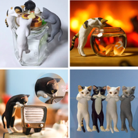 New See Goldfish Cat Blind Box Catch Fish Three Flower Cat Black Cat Action Figure Trendy Toys Desktop Decoration Festival Gifts