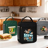 Game Theme Student Lunch Bag Man Insulation Bento Pack Minecrafted Thermal Food Bag Meal Pack IcePack Male Bento Lunch Handbag