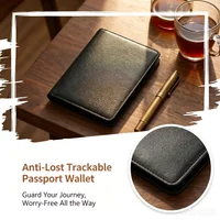 Smart Passport Holder Cover Positioning Device PU Passport Holder For Apple Find My Anti Lost Device Precise With Anti-Tracking