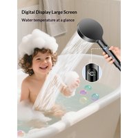 Digital temperature Handheld shower head pressurized 4 water outlet Modes Spray Nozzle Bathroom Accessories 3D Massage