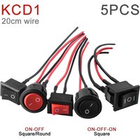 5Pcs Mini Rocker Switch 12Volt ON Off 2 Pin Toggle Switch with Pre-Wired 6A/250V10A/125V Electrical Black Switches for DlY Apply