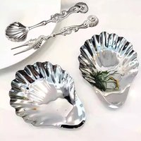 Shell Shaped Stainless Steel Plate Dish Metal Cheese Dessert Tray Tea Snack Fruit Dish Jewelry Storage Soap Box Table Decoration