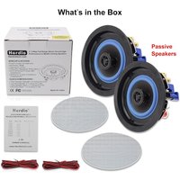 Herdio 4'' 2PCS Passive Ceiling Speakers In Wall Mount Speakers With 160W Powerful Bass For Bathroom kitchen living Room Office