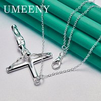 Luxury 925 Sterling Silver 16-30 Inch Exquisite Cross Necklace Men Women Charm Jewelry Party Gift Accessories