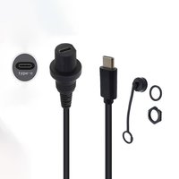 IP67 Water Proof Type-c Cable USB C Male to Female Panel Mount Connector Extension cord 30cm USB-C Waterproof Cable 0.3M