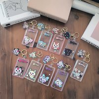 Kpop ATEEZ New Cute Cartoon Image Card Holder Hongjoong Yeosang Photo Card Holder Keychain San Mingi Wooyoung Fan Gift Keyring
